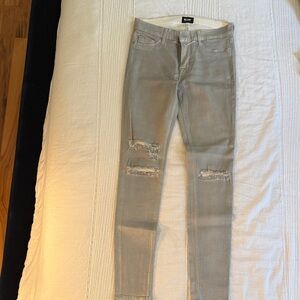 Hudson Jeans Light Silver Distressed Skinny Jeans